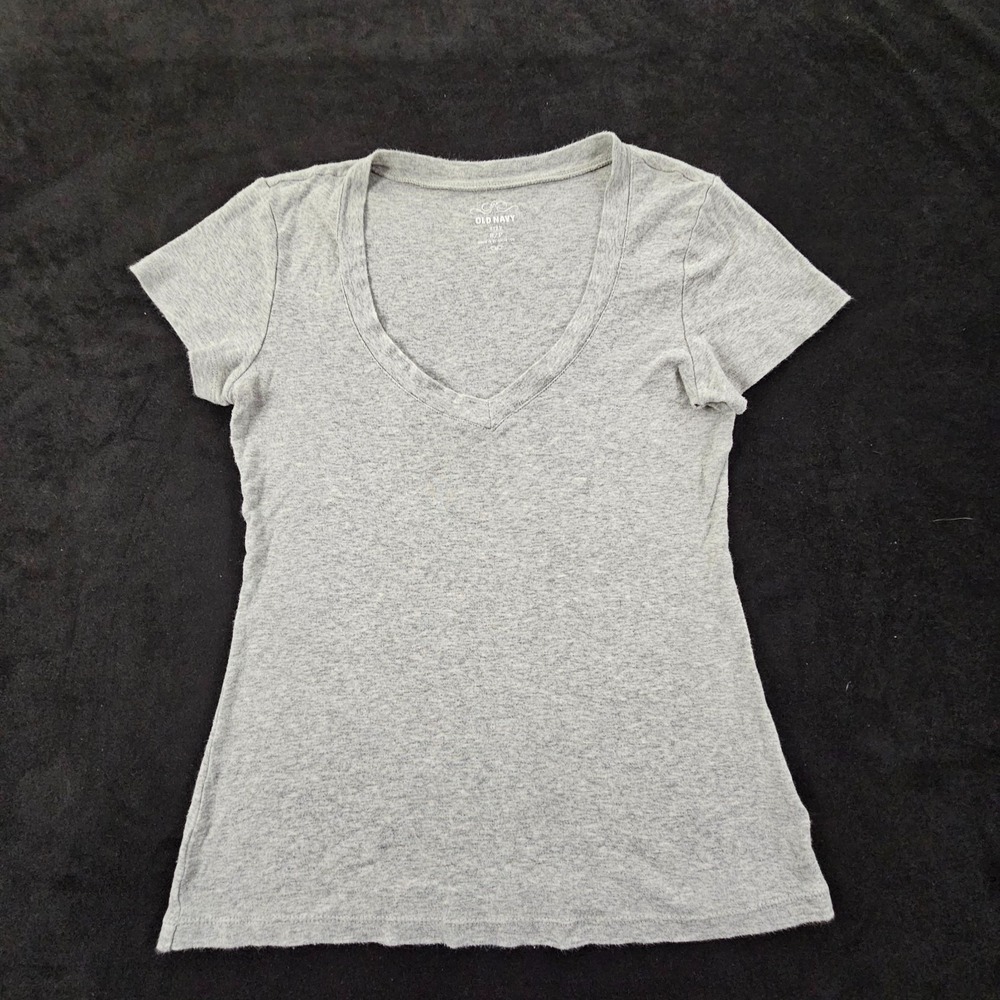 Old Navy‎ Gray Short Sleeve Cotton V-Neck T-Shirt Women's S